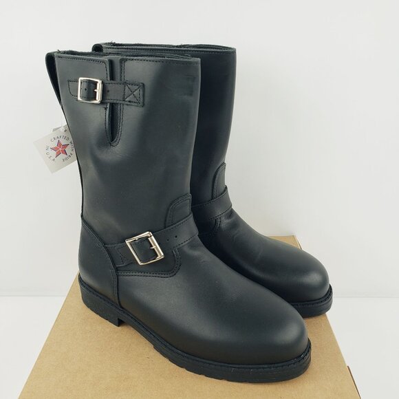 Cruiserworks Men Size 9 Wide Black Leather Classic Motorcycle Pull On Boots NEW - Picture 7 of 14